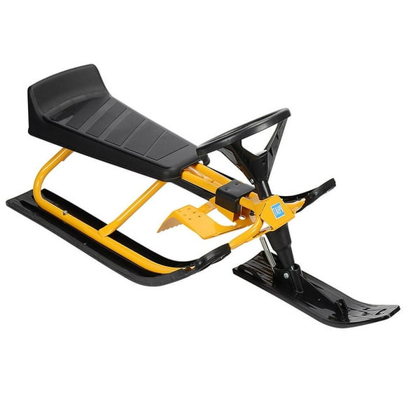 Snow Racer Ski Sled with Max Load 165 lbs, Snow Scooter Outdoor Winter Rush Sledge with Brakes for Kids Age 4 and Up