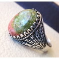 thumbnail image 5 of Unakite Jasper Mens Ring, Natural Unakite Jasper Ring, Oxidized, 925 Silver Ring, Birthday Gift, Heavy Mens Ring, Arabic Design, Ottoman Style Ring, Christmas, Turkey Mens Signet Ring, 5 of 6
