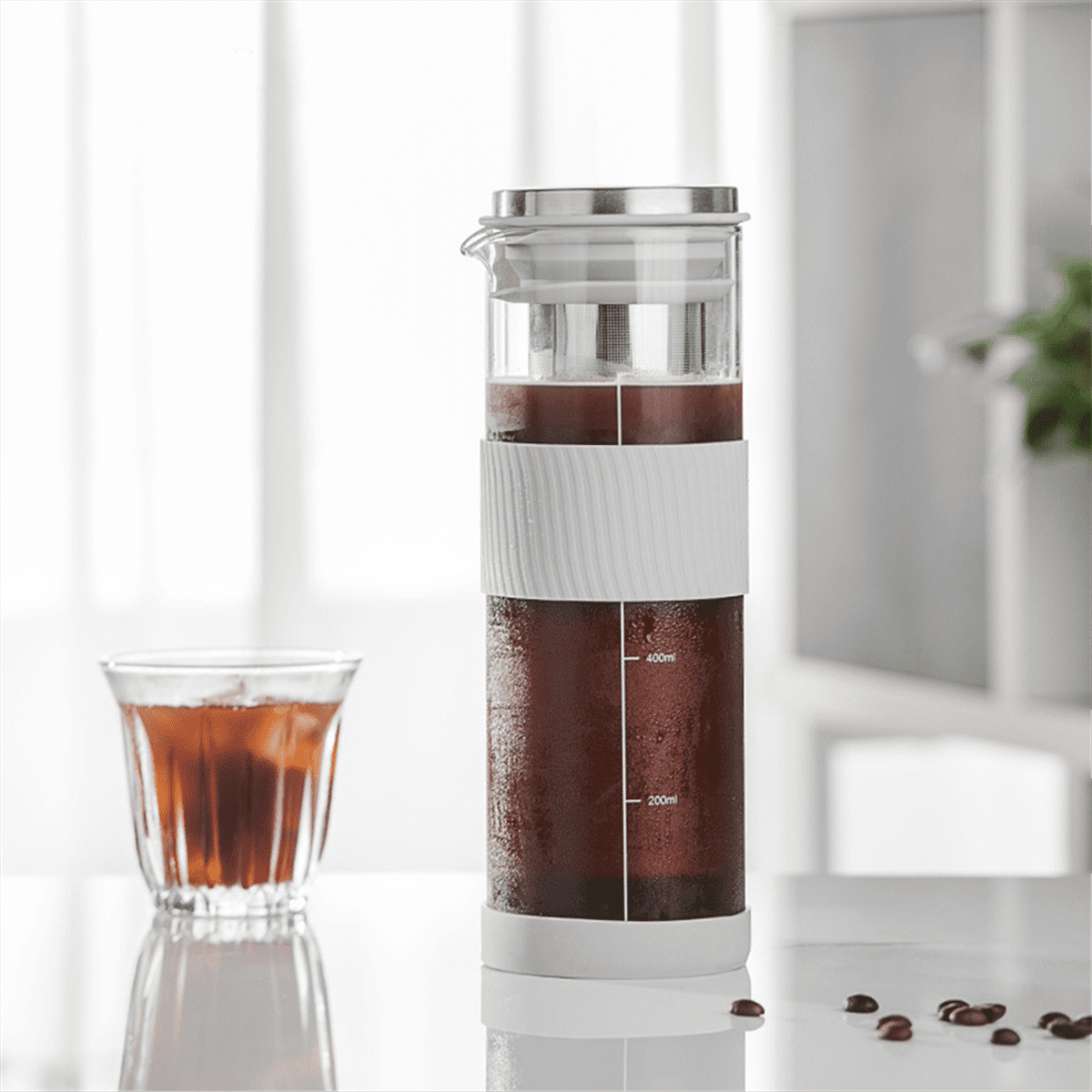 Cold Brew Coffee Maker Jar Pitcher 800ML Stainless Steel Filter with Cup Brush Cold Brew Pitcher