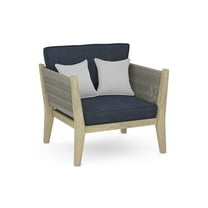 Cayman 35 in. W Contemporary Outdoor Conversation Chair in Slate Gray Fabric