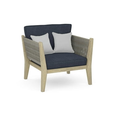 Cayman 35 in. W Contemporary Outdoor Conversation Chair in Slate Gray Fabric
