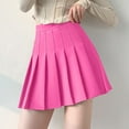 thumbnail image 2 of Ploknplq Knife Pleat Skirt for Women Solid Mini Length Pleated Skirts for Women Mini Skirt Hot Pink M, 2 of 5