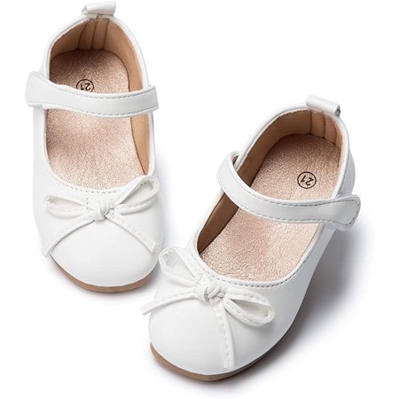 

QWZNDZGR Toddler Little Girls Flower Dress Shoes Mary Jane Ballet Flats Easter Party School Princess Wedding Shoes