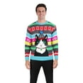 thumbnail image 1 of Holiday Hype Men's Festive Ugly Christmas Holiday Party Pull Over Sweater, VHS Cat, X-Large, 1 of 3
