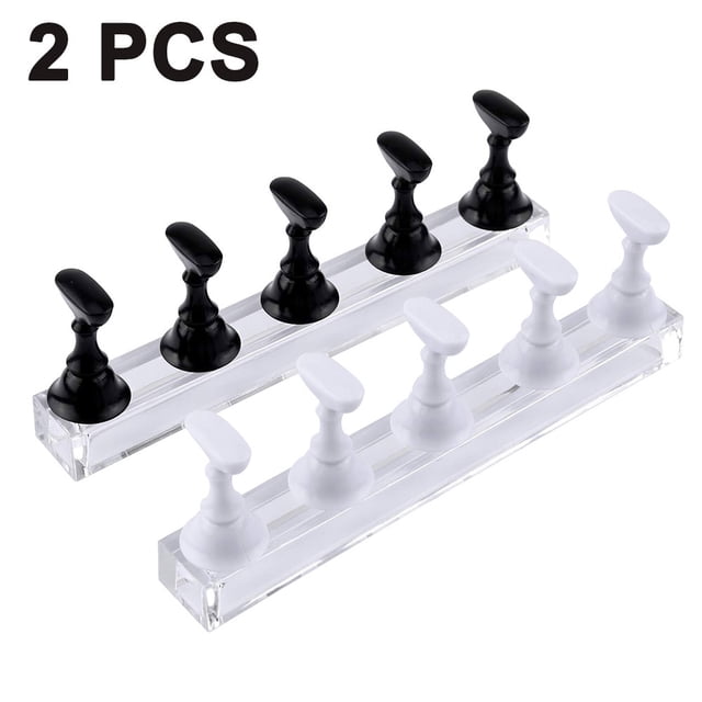 Juego de 2 soportes acrílicos para práctica de manicura, soportes magnéticos para puntas de uñas, soportes de exhibición para entrenamiento de uñas, soportes de cristal para uñas DIY 65