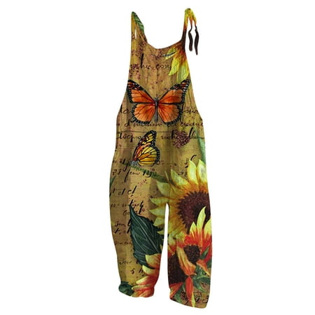 

Dyegold Jumpsuits for Women Casual Casual Jumpsuits for Women Summer One Piece Oversized Bib Peacock Eagle Print Round Neck Sleeveless Rompers Overalls