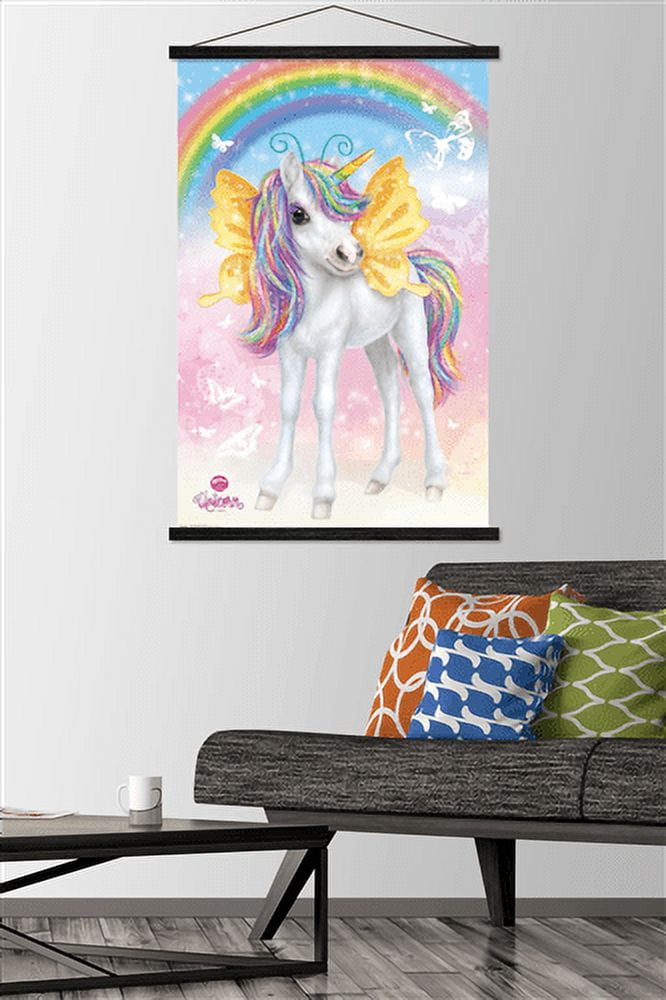 Animal Club - Unicorn Wall Poster with Wooden Magnetic Frame, 22.375" x 34"