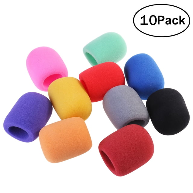 GARVALON 10Pcs Cylindrical High-density Foam Microphone Cover Mic Windscreen for Karaoke KTV