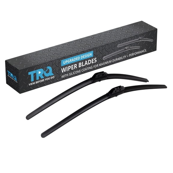 TRQ Silicone Coated Water Repellent Wiper Blades, 22in and 22in Automotive Windshield Wipers (Set of 2)