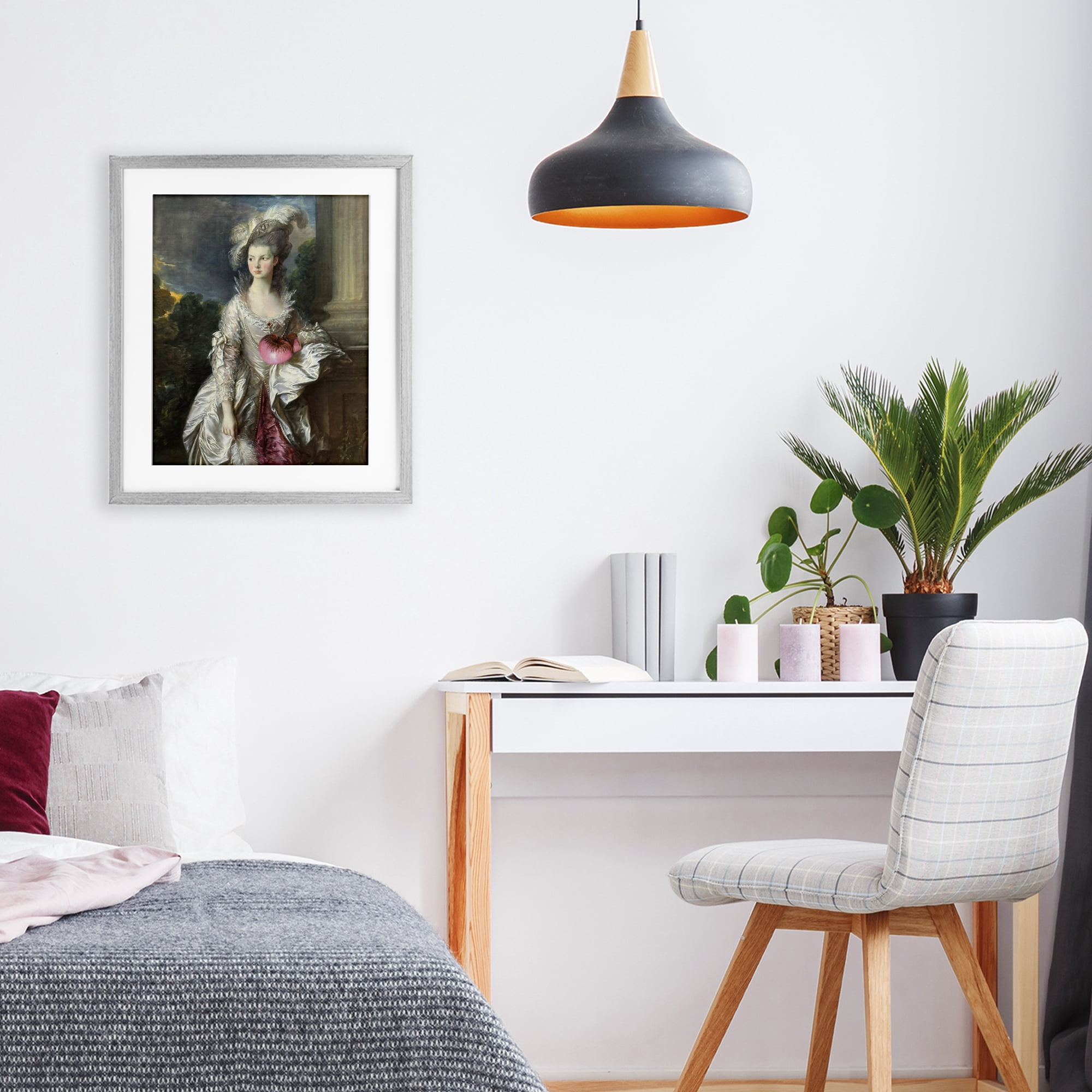 Stupell Industries Historical Lady with Boxing Glove Gray Framed Print Under Glass, design by Grotto Studios