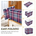 thumbnail image 4 of Foldable Fabric Storage Bin With Handle Collapsible Basket Box Storage With Lid Organizer Red Blue White Plaid Pattern, 4 of 7