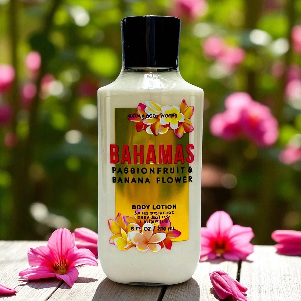 Bath and Body Works Bahamas Passionfruit & Banana Flower Body Lotion Shea Butter + Vitamin E (8 FL OZ / 236 mL)
