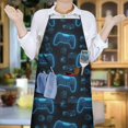 thumbnail image 5 of Neon Controllers Games Icons Black Pattern Apron-Garden Aprons for Women with Pockets-Cotton Linen Waterproof Kitchen Cooking Gardening Aprons Adjustable for Kitchen,Cooking,BBQ and Salon 33x27 Inch, 5 of 5