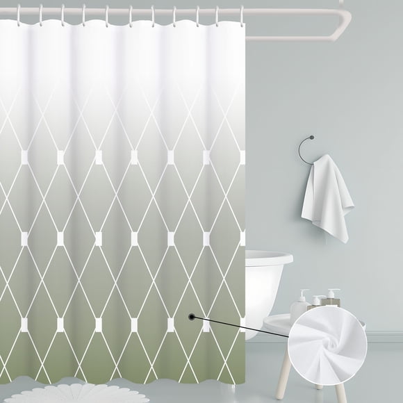 Sage Green Shower Curtains for Bathroom Ombre Modern Bath Decor Linen Textured Fabric Shower Curtain Set with Hooks Machine Washable 72 x 72 inch Long