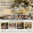 thumbnail image 6 of Round Outdoor Tablecloth with Umbrella Hole and Zipper, Farmhouse Sunflowers Tablecloth with Elastic Waterproof, Rustic Barn Doors Flowers Butterfly Wooden Patio Table Covers for 55" - 60" Tables, 6 of 9