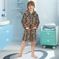 thumbnail image 3 of FORMRS Niños Bathrobe Unisex Hooded Robe Soft Plush Pajamas Sleepwear, Size 2-3T, Blue Geometric, 3 of 7