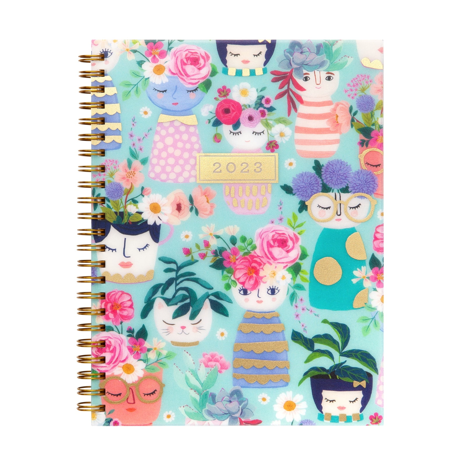 2023 Weekly/Monthly Spiral Planner, 6"x8", Planters by Mintgreen