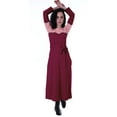 thumbnail image 5 of Moomaya A-line Color Block Maxi Dress Casual Plain Waist Belted Long Dress, 5 of 8