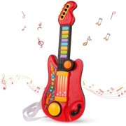PVUEL Kids Guitar 2 in 1 Musical Instruments for Kids Piano Toddler Toy Electric Guitars with Strap Music Toys for 3 4 5 Year Old Boys Girls Christmas Xmas Gifts