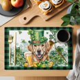thumbnail image 2 of St Patricks Day Placemats Set of 4, Modern Watercolor Dogs Green Shamrock Placemats for Dining Table, Place Mats for Kitchen Tabletop, Waterproof Wipeable Dining Table Mats Set, 2 of 9