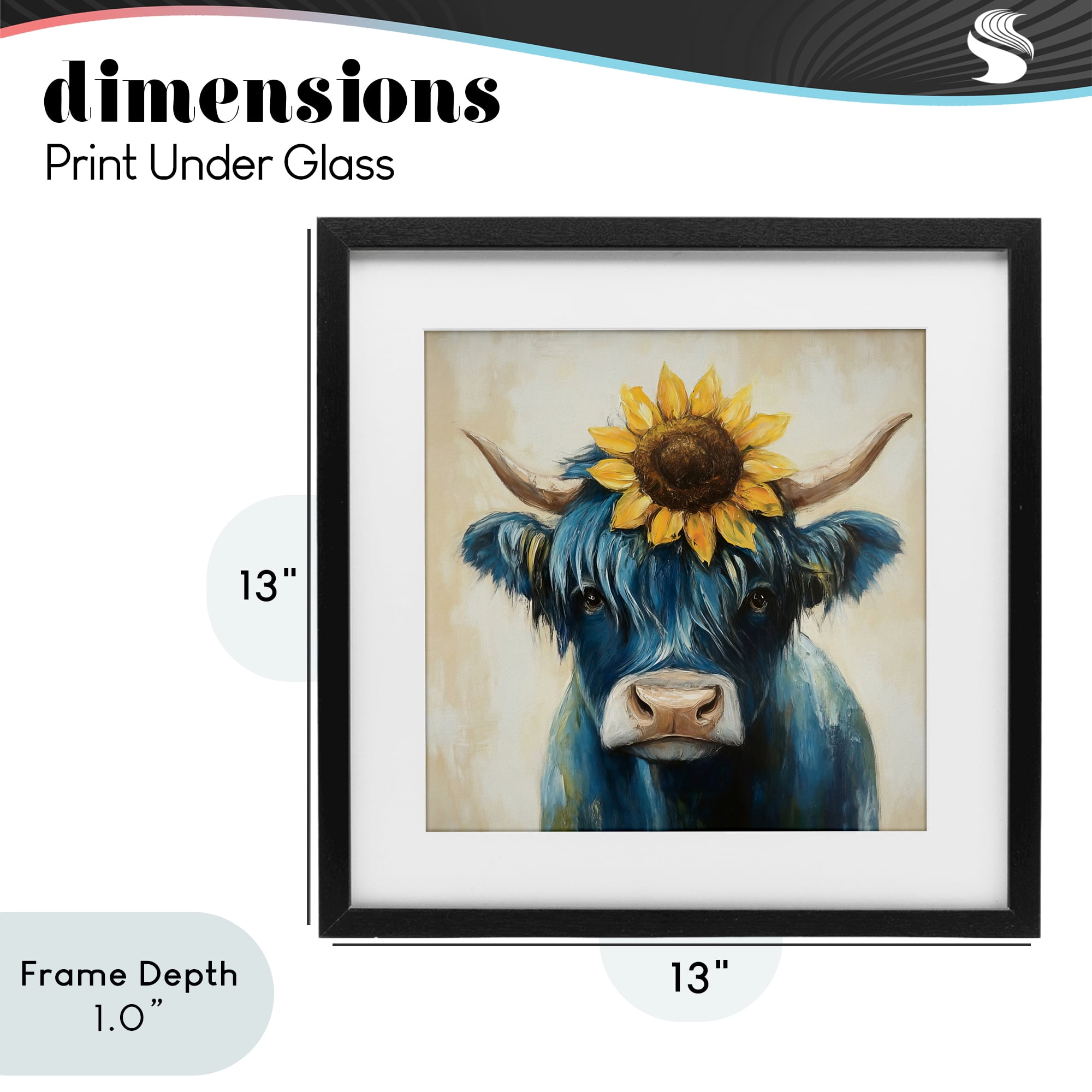 Stupell Industries Pastoral Sunflower Highland Black Framed Print Under Glass, design by Tina LeCour