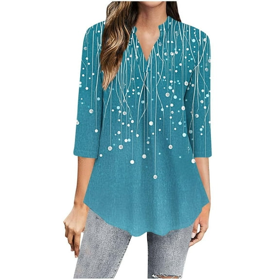 Trendy Saving Women's Fall Shirts Womens Shirts Fall Trendy 3 Quarter Length Sleeve Tops Womens Blouses Plus Size Fall reorders Fashion Gifts