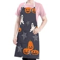 thumbnail image 5 of Halloween Pumpkins Ghosts and Spider Webs Apron-Garden Aprons for Women with Pockets-Cotton Linen Waterproof Kitchen Cooking Gardening Aprons Adjustable for Kitchen,Cooking,BBQ and Salon 32"x27", 5 of 7