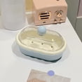 thumbnail image 2 of HOARBOEG Cute Soap Dish with Lid and Drain Holes, Soap Holder for Sink, Plastic Soap Box Storage Organizer with Transparent Cover for Bathroom, Pink/Blue, 2 of 6
