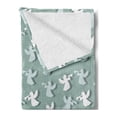 thumbnail image 2 of Angel Soft Flannel Fleece Throw Blanket, Christmas Angels Silhouettes on Striped Background Noel Yule Theme, Cozy Plush for Indoor and Outdoor Use, 70" x 90", Pale Almond Green White, by Ambesonne, 2 of 5