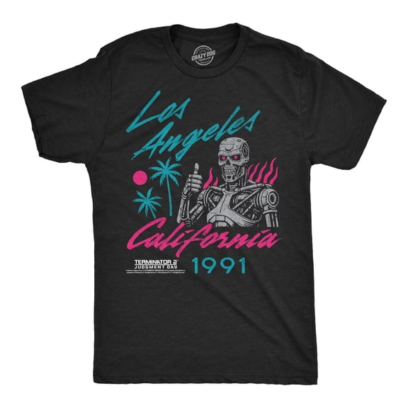 Mens Funny T Shirts Los Angeles California 1991 Awesome Terminator 2 Movie Tee For Men Graphic Tees
