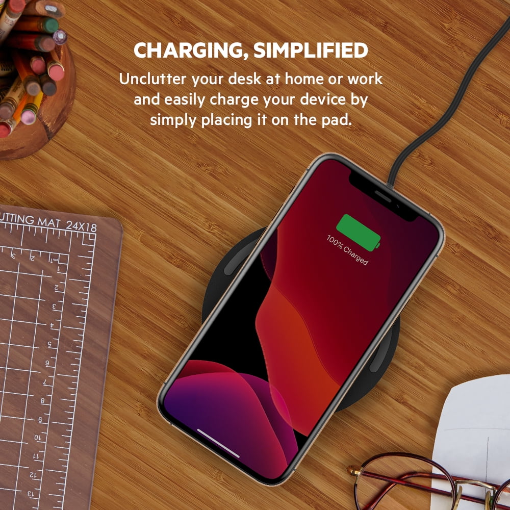 Belkin Quick Charge Wireless Charging Pad - 10W Qi-Certified Charger Pad for iPhone, Samsung Galaxy, Apple Airpods Pro & More - Charge While Listening to Music & Streaming Videos - 2-Pack Black