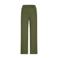 thumbnail image 4 of Scyoekwg Womens Wide Leg Pants Elastic Sports Waist Wide Leg Pants with Pocket Comfy Lightweight Classic Solid Color Fashion Casual Baggy Pants Trousers (Army Green,M), 4 of 6