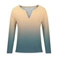 thumbnail image 4 of Kaemgyyd Womens Tunic Tops Trendy Soft Gradient Long Sleeve Shirts V Neck Color Block Casual Loose Outfits, 4 of 4