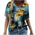 thumbnail image 2 of Aloohaidyvio T Shirts for Women Plus Size,Womens Fashion Casual Plus Size Scenic Flowers Printing V-Neck T-Shirt Tops, 2 of 5