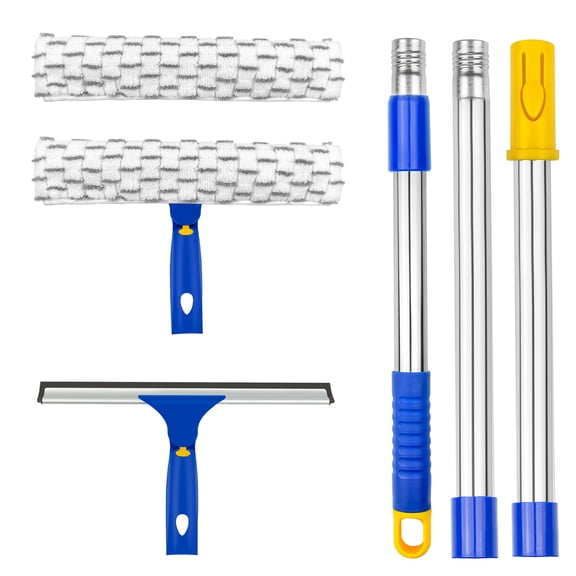 ITTAHO 60 inch Window Squeegee Long Handle, 10" Swivel Car Glass Cleaning Tool Combi-2 Microfiber Pads