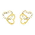 thumbnail image 1 of Arete para Mujer con Cristal Fino Swarovski en Forma de Corazón Doble– Bañado en Oro 14k– Arete Elegante y Brillante, Aretes de Mujer de Moda– Joyería para Mujer de Moda– Regalo especial Ortiz Espinosa Temporada, 1 of 5