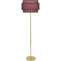 Srkashlteni Modern Brass Finish Floor Lamp with Vintage Wine Fabric Shade - 62.63 Inch Tall, Full Range Dimmer, E26 Socket, UL Listed for Dry Locations