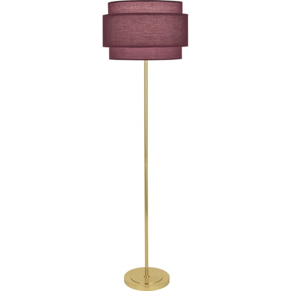 Srkashlteni Modern Brass Finish Floor Lamp with Vintage Wine Fabric Shade - 62.63 Inch Tall, Full Range Dimmer, E26 Socket, UL Listed for Dry Locations