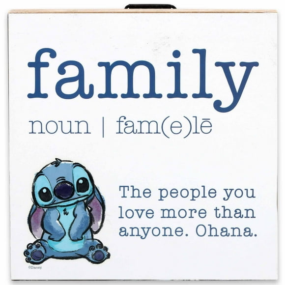 Disney Ohana Family Definition Lilo and Stitch Wood Wall Decor - Cute Stitch Box Sign for Home Decorating - Great Gift Idea