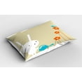 thumbnail image 2 of Ambesonne Animal Pillow Sham 2 Pack, Bunny with Flowers, 30"x20", White Tan and Blue, 2 of 3