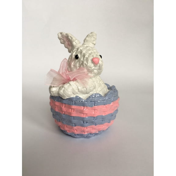 Easter White Bunny in Basket