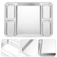 thumbnail image 3 of Shisuyan Assiette Compartiments Divisés en Acier Inoxydable Argent 1Ensemble 11X8.3X0.8In, 3 of 8