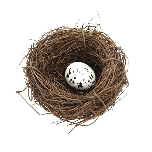yuksok Simulation Easter Birds Nest Decorating with Foam Egg Decorative Handmade Rattan 6cm 1 Egg