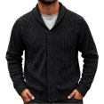 thumbnail image 2 of Lovzfmll Cardigan for Men, Shawl Collar Cable Knit Button Front, Casual Long Sleeve Sweater for Men, XL, 2 of 6
