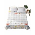 Sheets King Pattern Spring King Size Flat Sheet Only,Spring Floral Leaves Gray Gingham Soft ...
