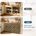 thumbnail image 3 of Colorful Rhombic Cabinet Curtains 28"x51" Sink Skirt for Bathroom Kitchen, Abstract Geometric Art Vintage Rustic Self Stick Adhesive Under Desk Covers Tall Laundry Cabinet Storage Organizer, 3 of 8