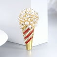 thumbnail image 3 of Sinyiin Rhinestones Pearls Sweet Cone Pin For Blouses Coats Ice Cream Cone Shaped Brooch, 3 of 7