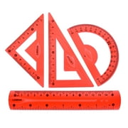 Flexible Measuring Tool with Protractor 30/60 45 Triangle Ruler 15cm 6 Inch Straight Ruler Red