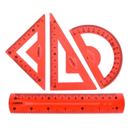Flexible Measuring Tool with Protractor 30/60 45 Triangle Ruler 15cm 6 Inch Straight Ruler Red