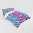 thumbnail image 3 of Blue and Pink Duvet Cover Set, Ombre Mandala Floral Star Medallion Pattern Style Bohemian, Bedding Set with Shams and Fitted Sheet, 3 Sizes, by Ambesonne, 3 of 3